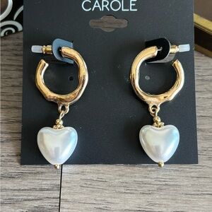 Elegant Gold and White Heart Earrings